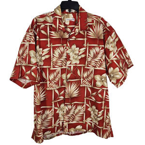 Pierre Cardin Shirt Mens Hawaiian Tropical Button Up Cotton Short Sleeve Size XL